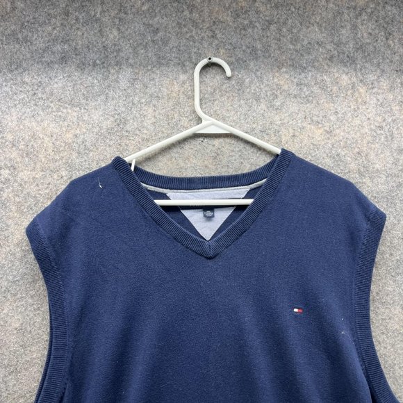 Tommy Hilfiger Sweater Men XXL Adult Blue Navy Outdoors Sleeveless Logo - Picture 2 of 10